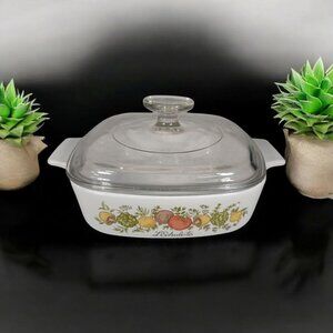 Corningware Spice Of Life A-1-B 1 Liter 1‎ Quart Baking Dish W/ Lid L'Echalote